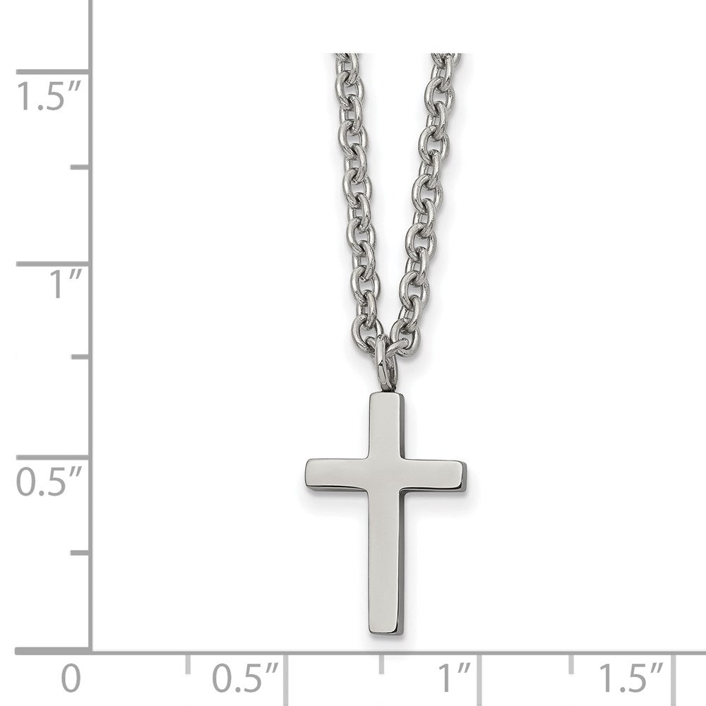 Stainless Steel Polished 16mm Cross 18in Necklace
