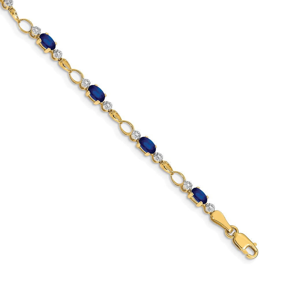 14k Completed Open-Link Diamond/Sapphire Bracelet 7 inches