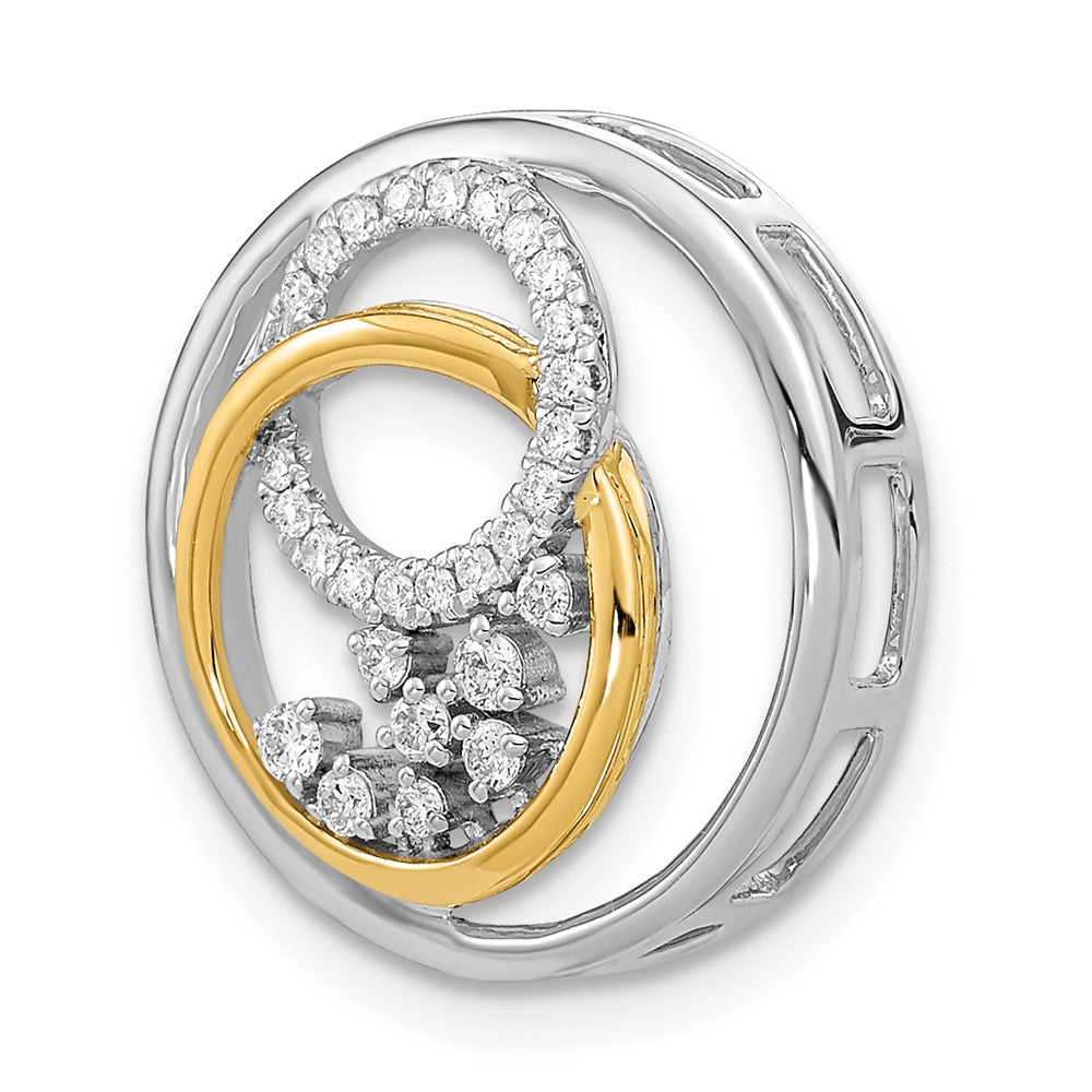 14k Two Tone 1/5 carat Lab Grown Diamond VS/SI+ G+ Circle Cluster Chain Slide Pendant