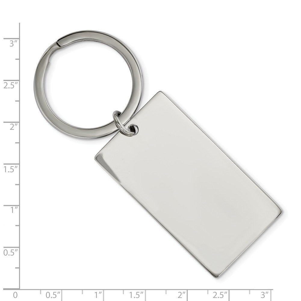 Stainless Steel Brushed and Polished 1.85mm Rectangle Reversible Key Chain