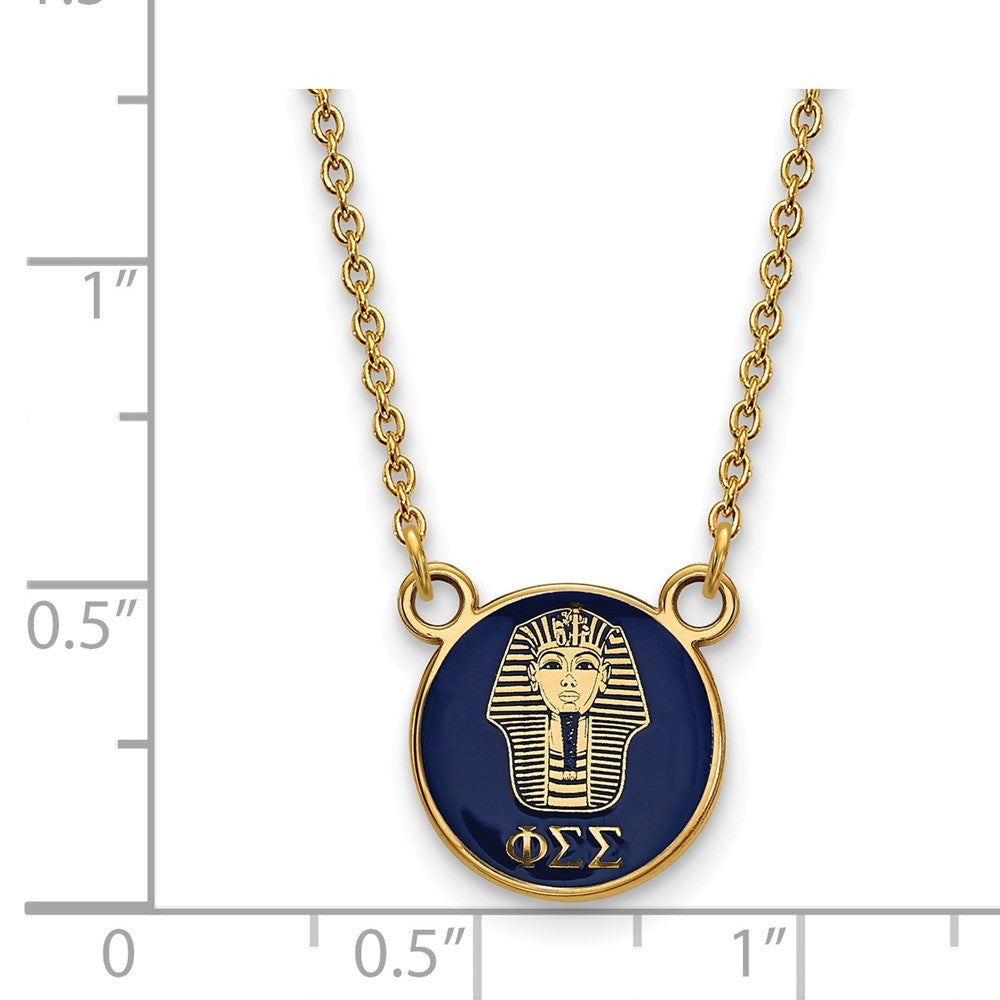 Sterling Silver Gold-plated LogoArt Phi Sigma Sigma Sorority Symbol Small Color Enamel Pendant 18 inch Necklace