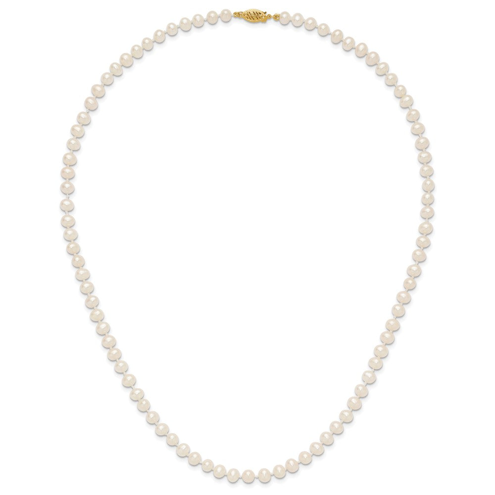 10k 5-6mm White Near-Round Freshwater Cultured Pearl 20 inch Necklace
