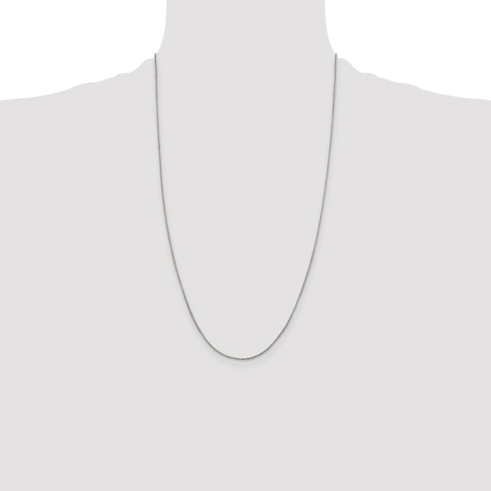 Sterling Silver Rhodium-plated 1mm Round Box Chain