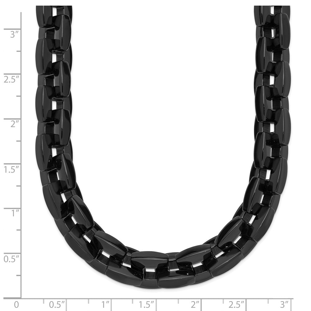 Stainless Steel Polished Black IP-plated 20.5in Link Necklace