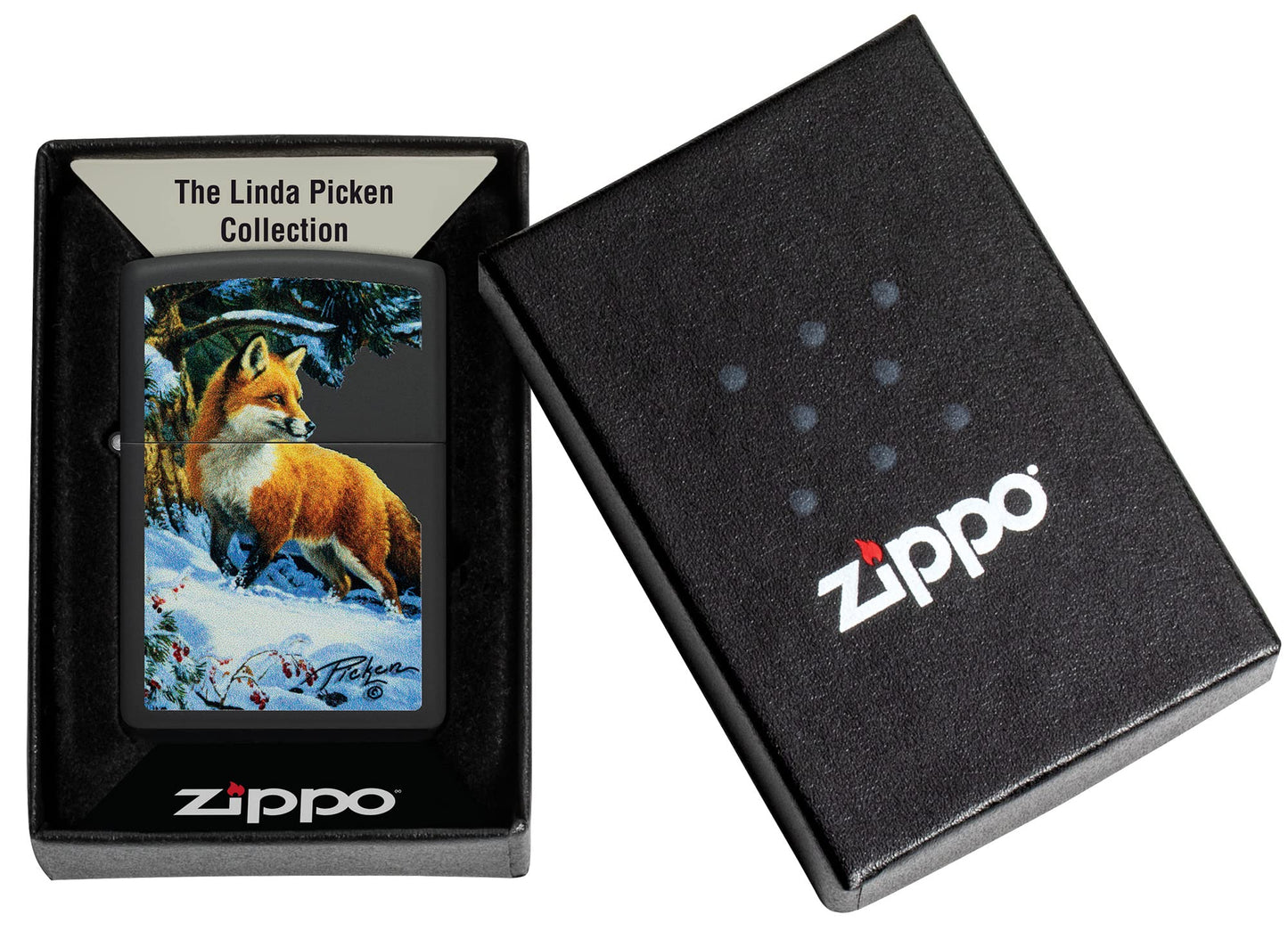 Pro-Cut ZIP-48596 2024 Zippo Linda Picken Red Fox Lighter, Black Matte