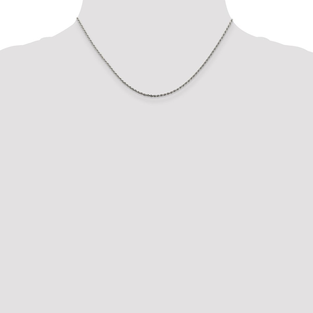Sterling Silver 1.5mm Diamond-cut Rope Chain 16 Inches