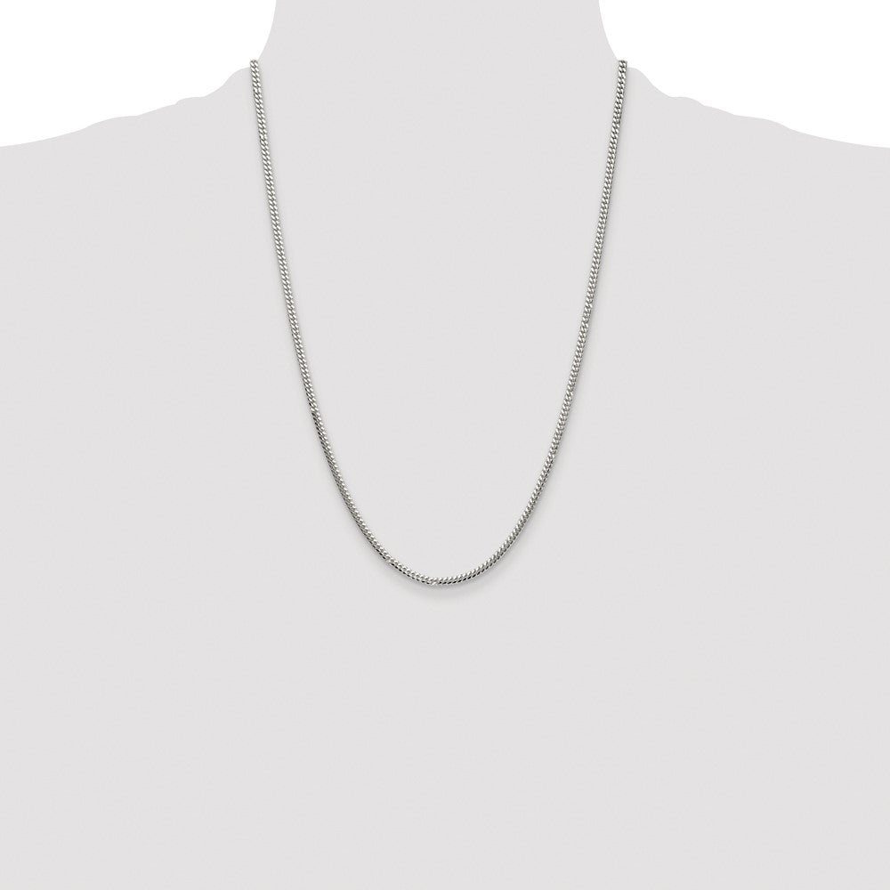 Sterling Silver Rhodium-plated Polished 2.9mm Domed Curb Chain