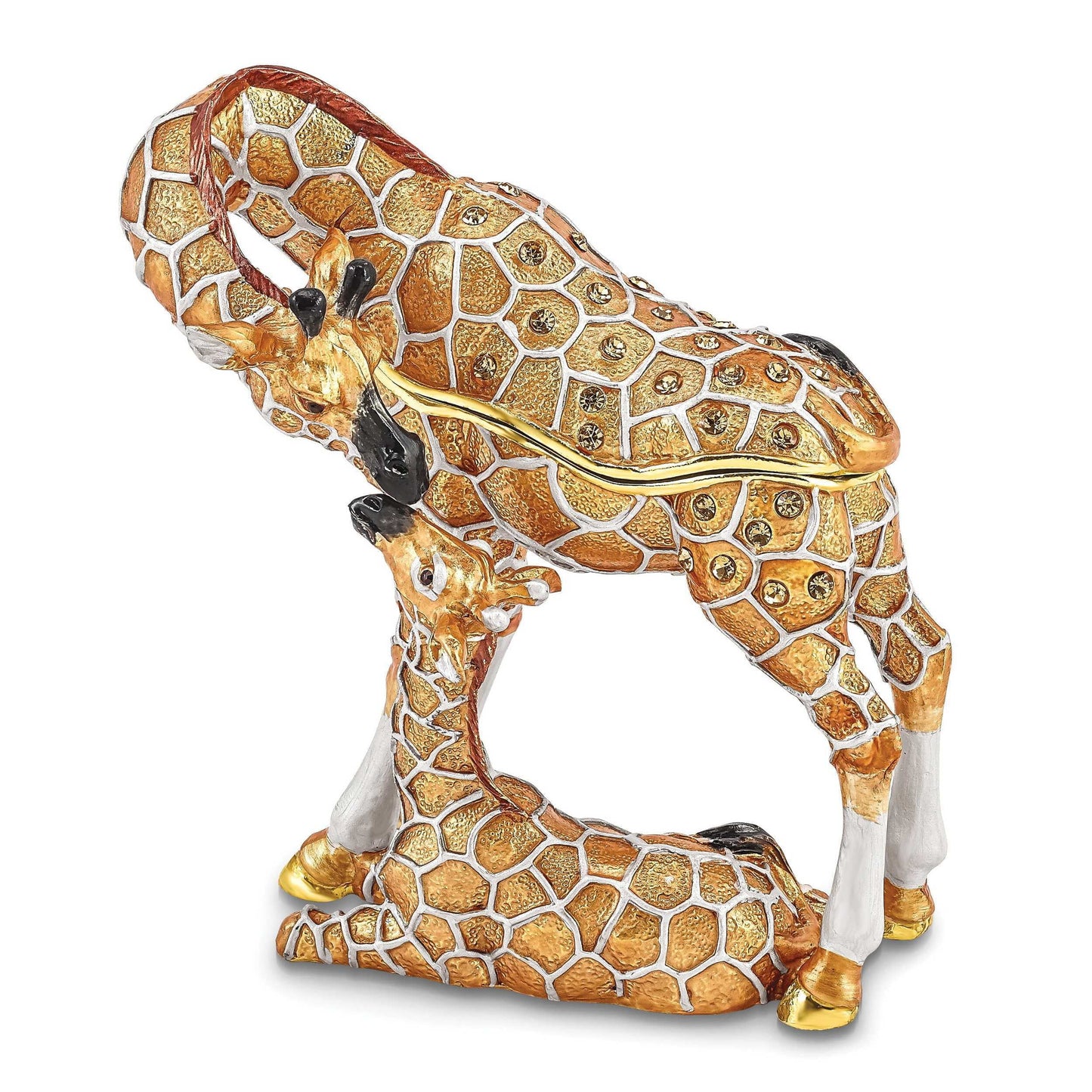 Fashion Bejeweled Jasmin & Jasper Mother Baby Giraffes Trinket Box (2 X 3.5) Made In China bj4054