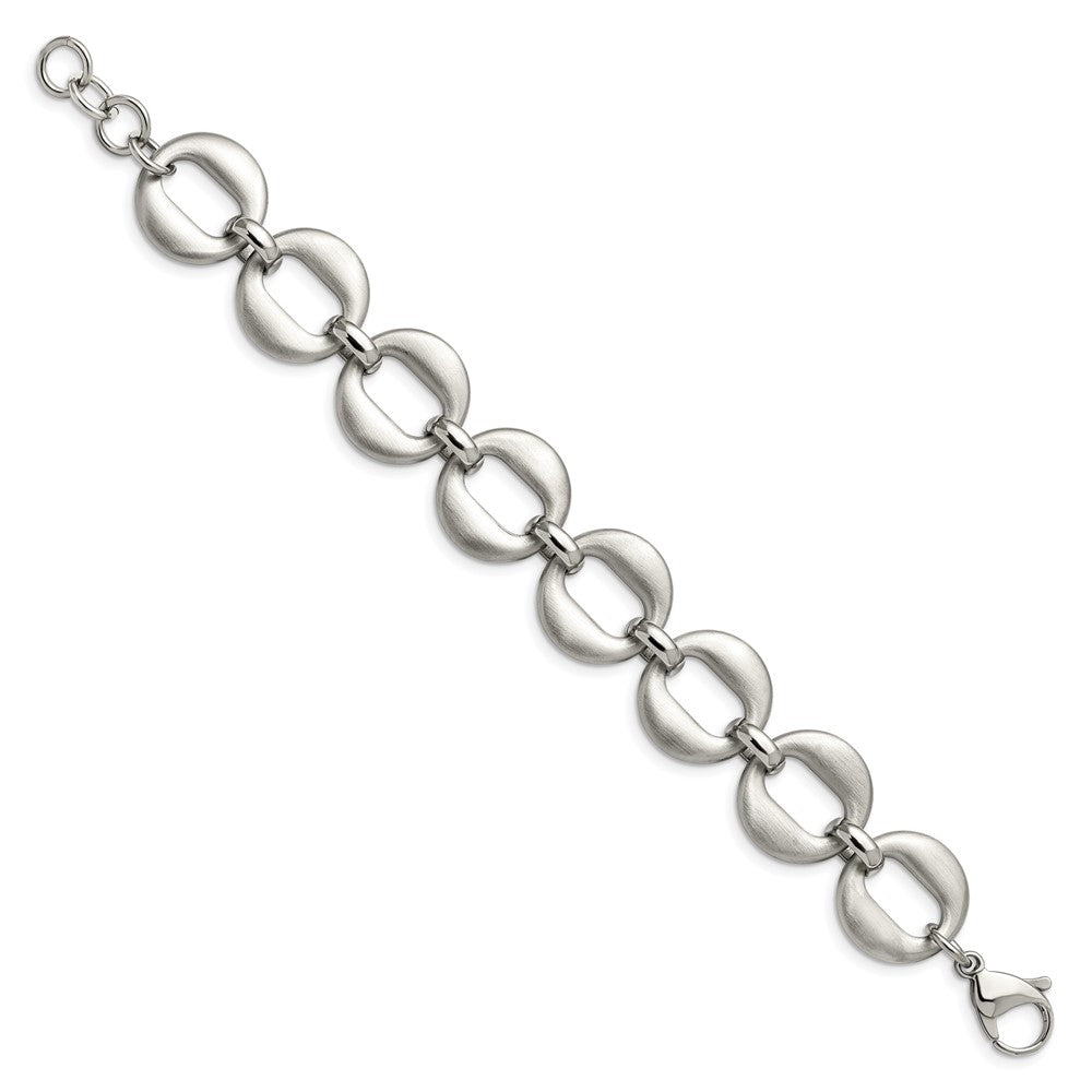 Stainless Steel Polished and Brushed 7.5in w/.5in ext. Bracelet 7.25 inches