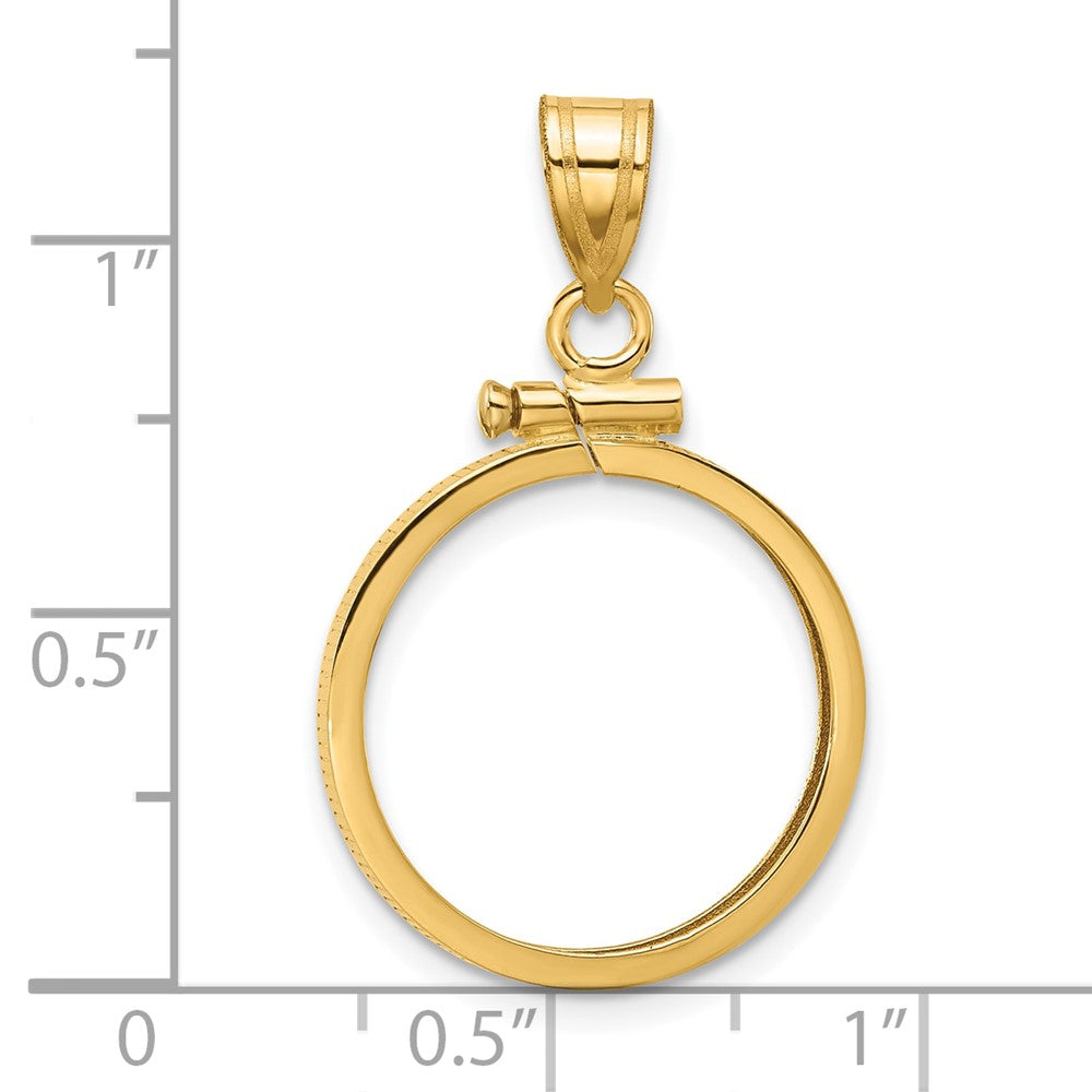 Wideband Distinguished Coin Jewelry 14k Polished 17.8mm x 1.35mm Screw Top Coin Bezel Pendant