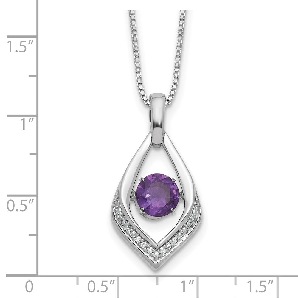 Sterling Silver Amethyst and Diamond 18 Necklace