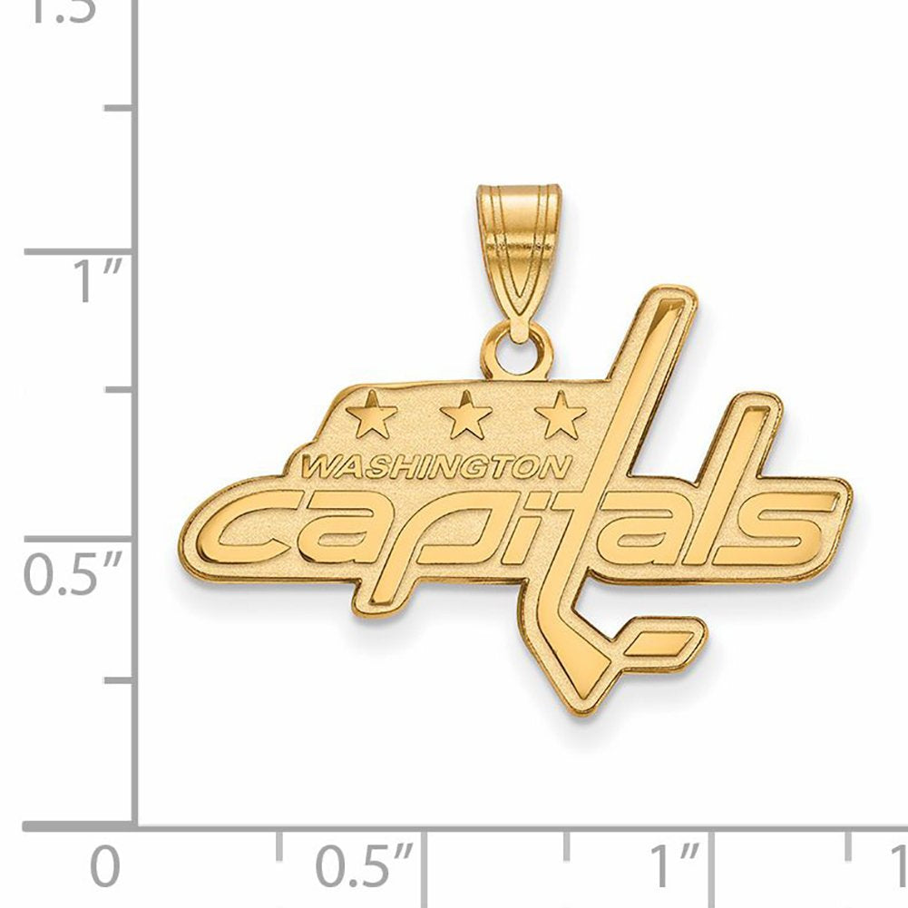Sterling Silver Gold Plated NHL LogoArt Washington Capitals Large Pendant