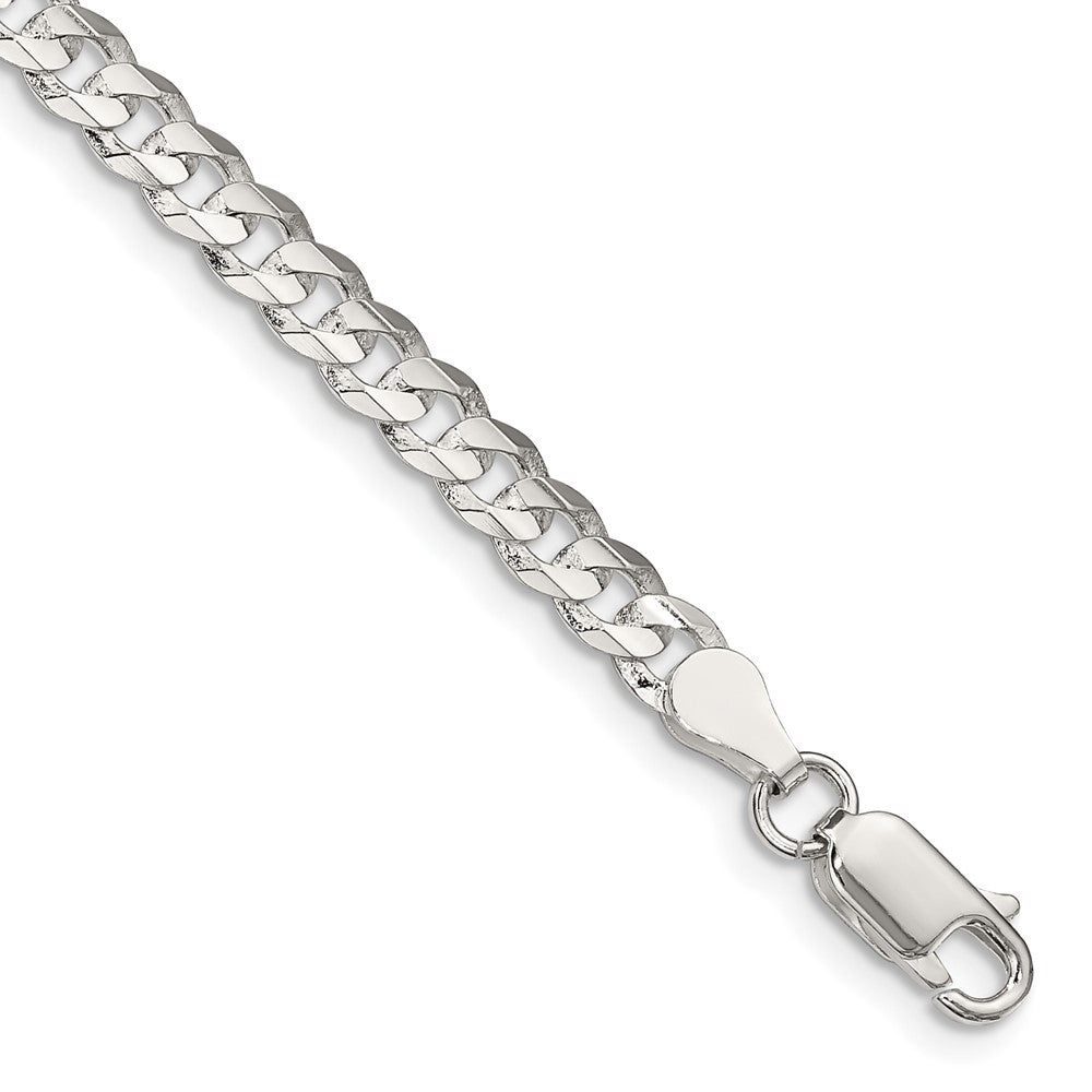 Sterling Silver 4.5mm Concave Beveled Curb Chain 9 inches