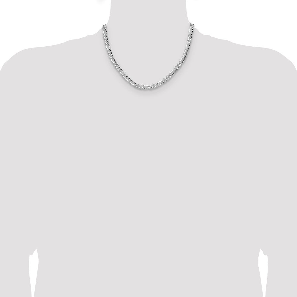 Sterling Silver 6.3mm Hammered Figaro Chain