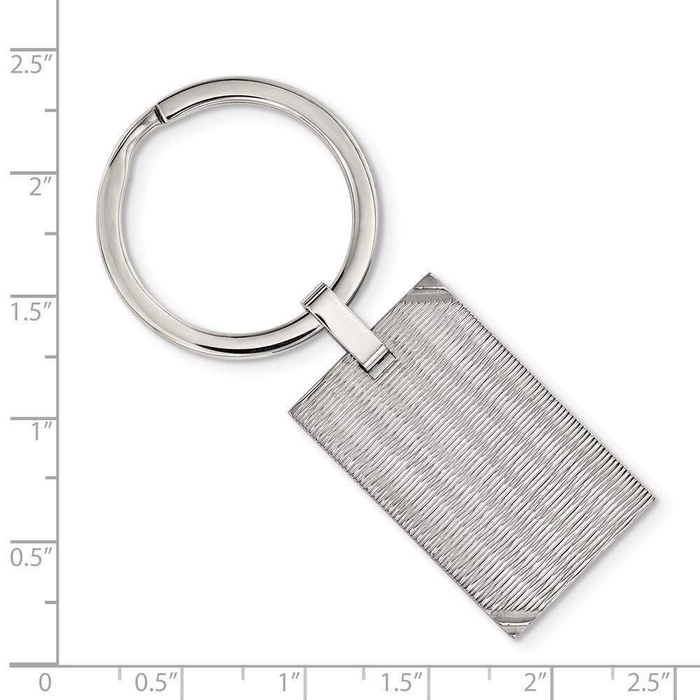 Chisel Stainless Steel Polished and Striped Textured Key Ring