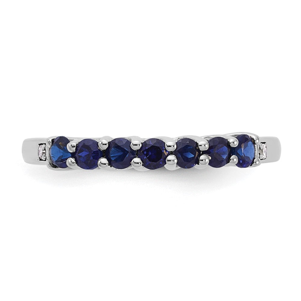10k White Gold CR Sapphire & Diamond Ring