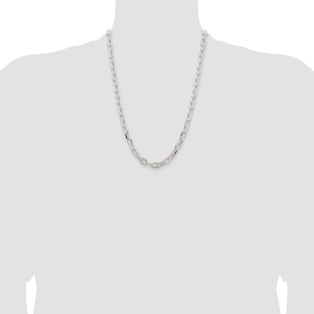 Sterling Silver Rhodium-plated 7.5mm Diamond-cut Long Link Cable Chain