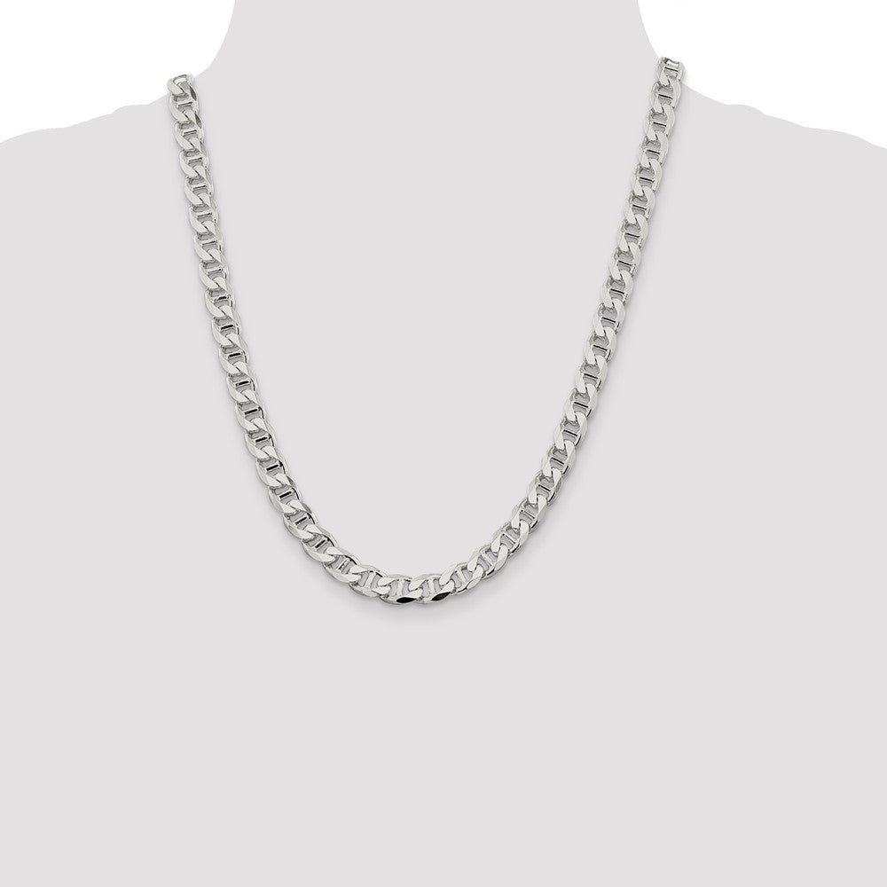 Sterling Silver 8.25mm D/C Flat Anchor Curb Chain 22 Inches
