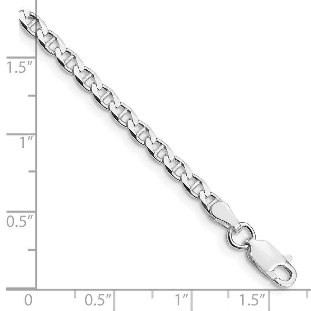 Sterling Silver Rhodium-plated 3.15mm D/C Flat Anchor Curb Chain 7 inches