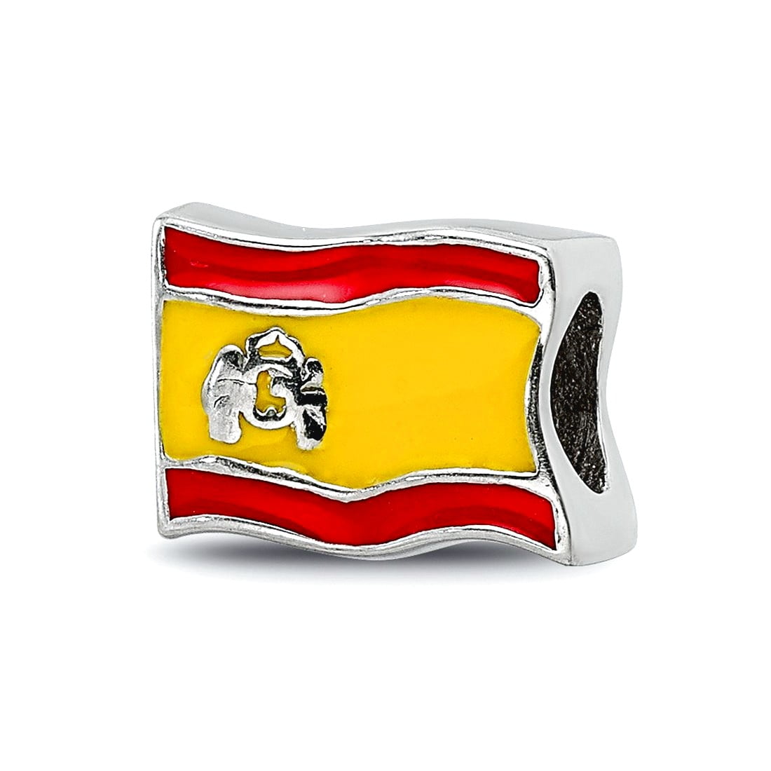 Sterling Silver Reflections Enameled Spanish Flag Bead