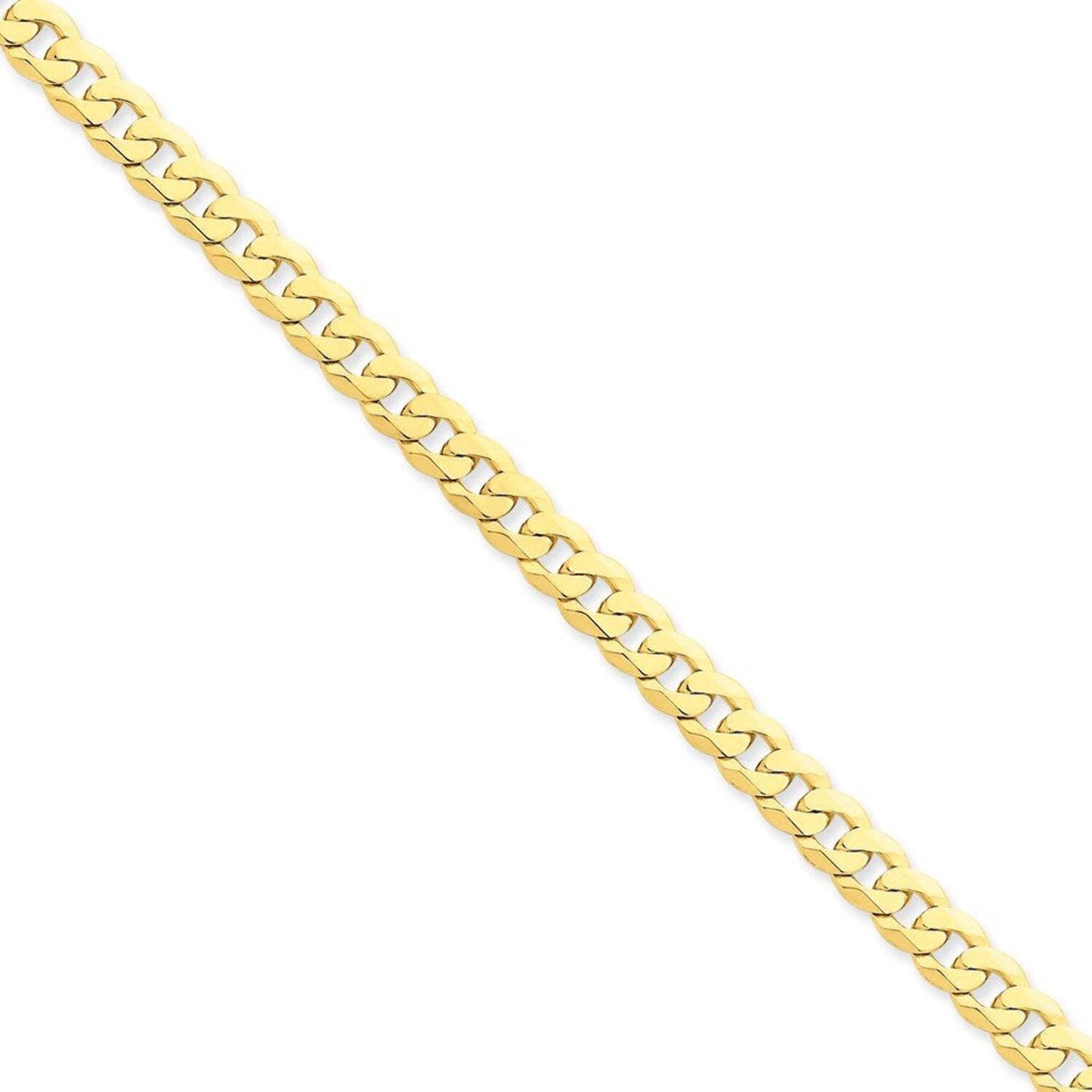 14K 8 inch 6.25mm Flat Beveled Curb with Lobster Clasp Bracelet