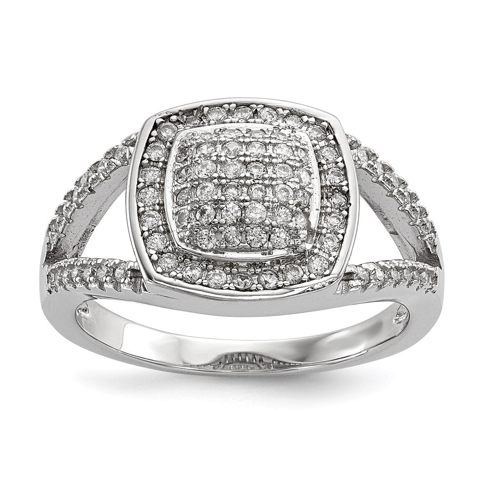 Sterling Silver Rhodium-plated CZ 3 Ring Set