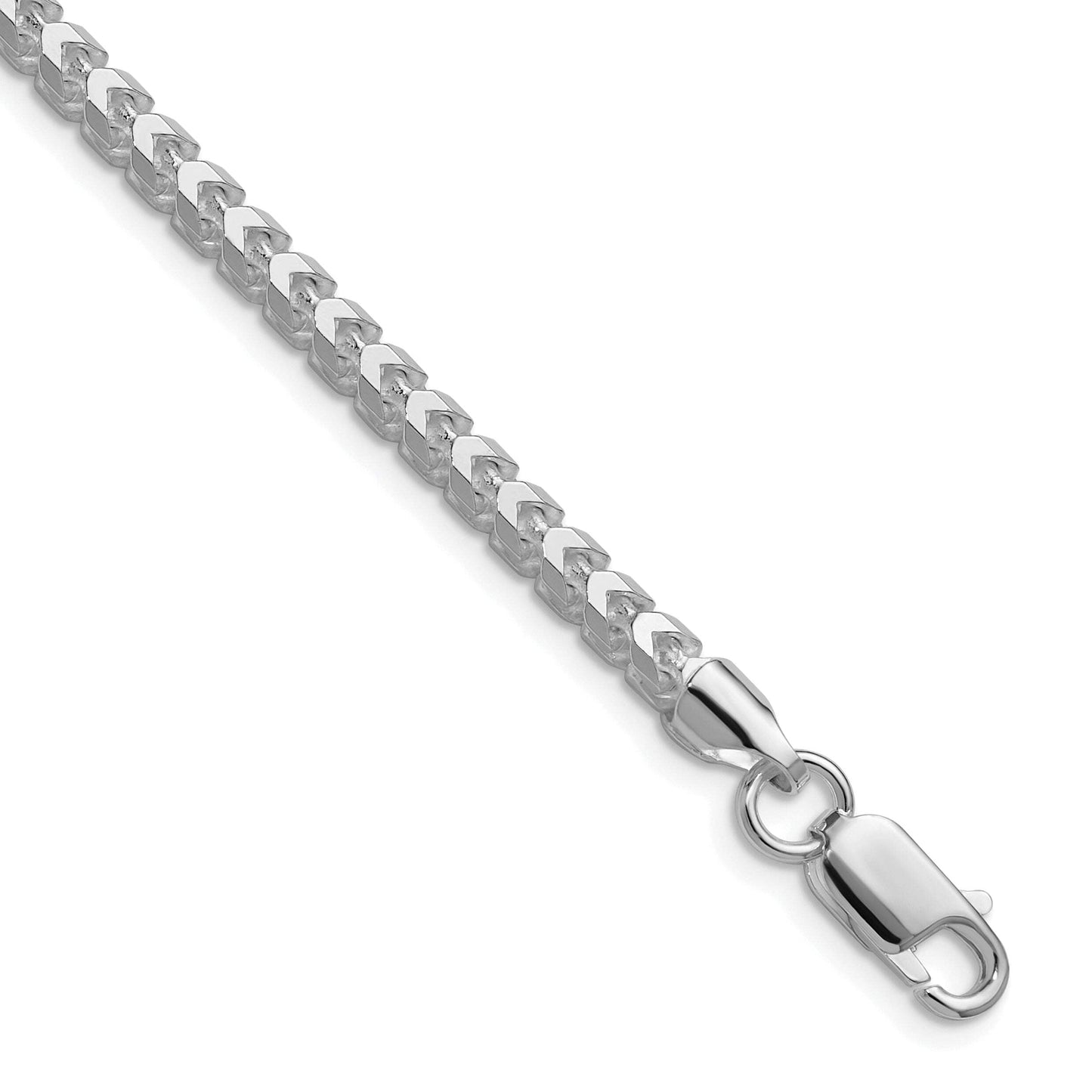 Sterling Silver Rhodium-plated 4.0mm D/C Square Franco Chain