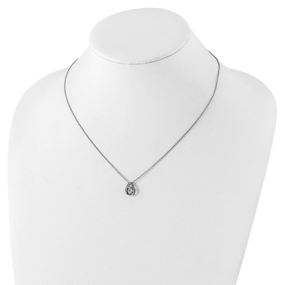 Cheryl M Sterling Silver Rhodium-plated Brilliant-cut Vibrant CZ Teardrop 18 Inch Necklace 18 Inches