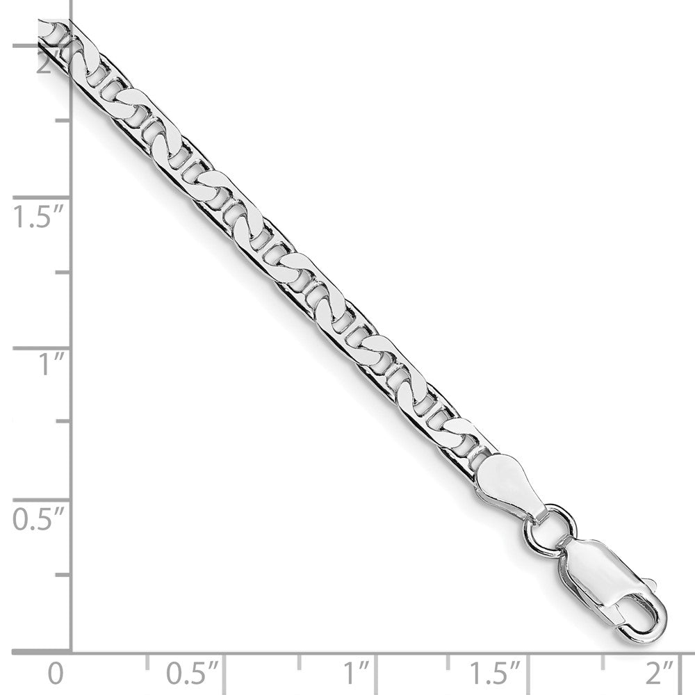 Sterling Silver Rhodium-plated 3.75mm Flat Anchor Chain 8 inches