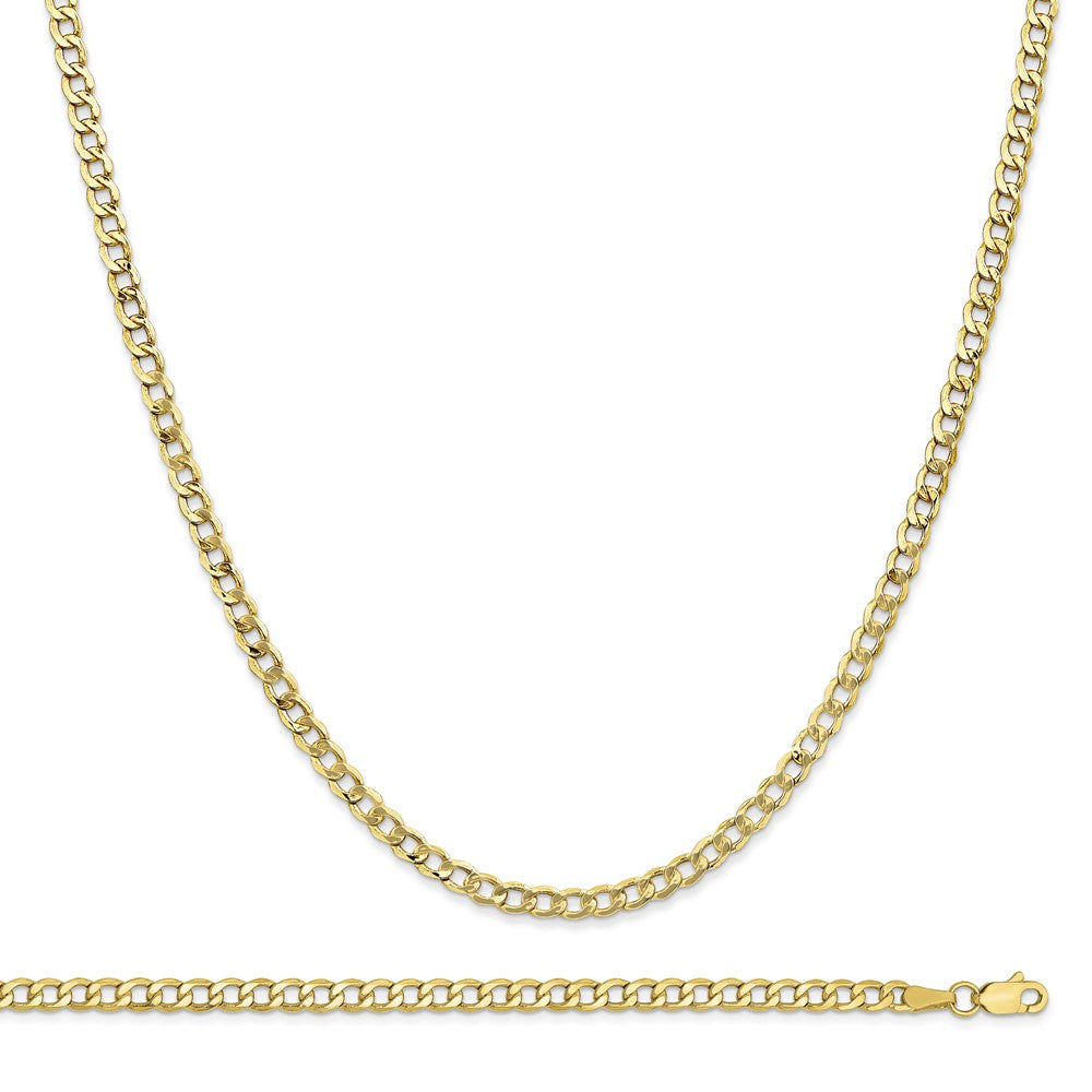 10k 3.35mm Semi-Solid Curb Link Chain 7 and 18 inch Set