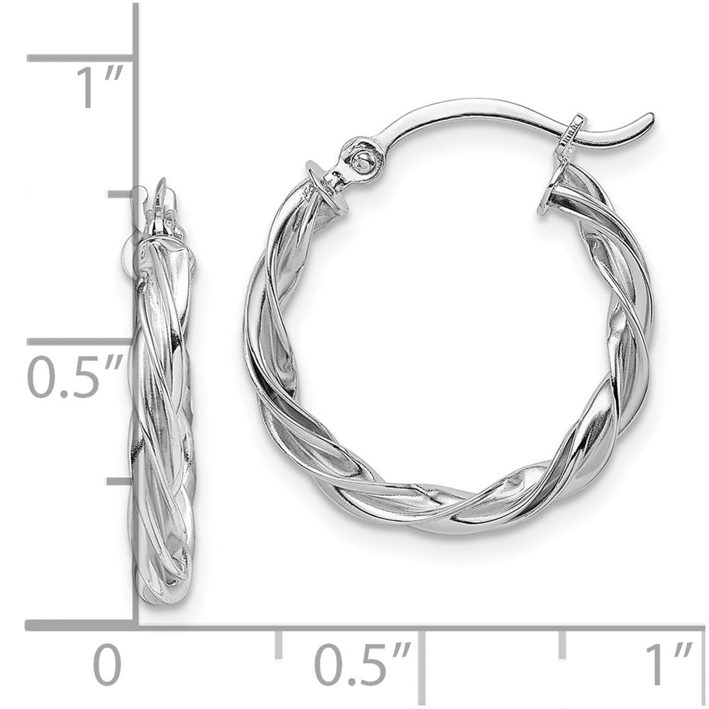 10k White Gold Polished Twisted Hoop Earrings