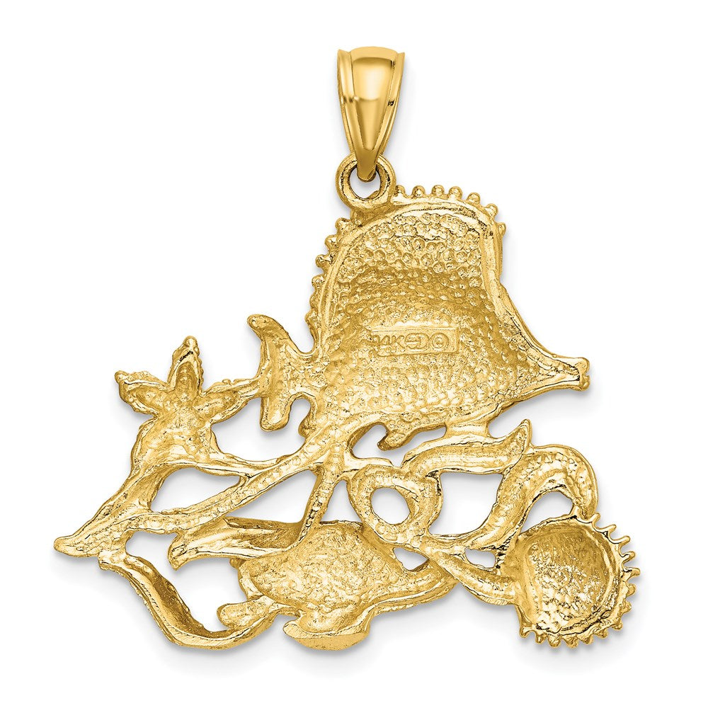 14K Polished /Textured Aquarium Story Charm