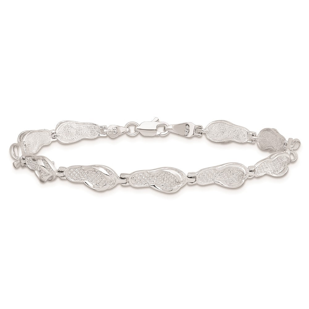 De-Ani Sterling Silver Rhodium-plated Polished Flip-flop Bracelet 7.25 inches