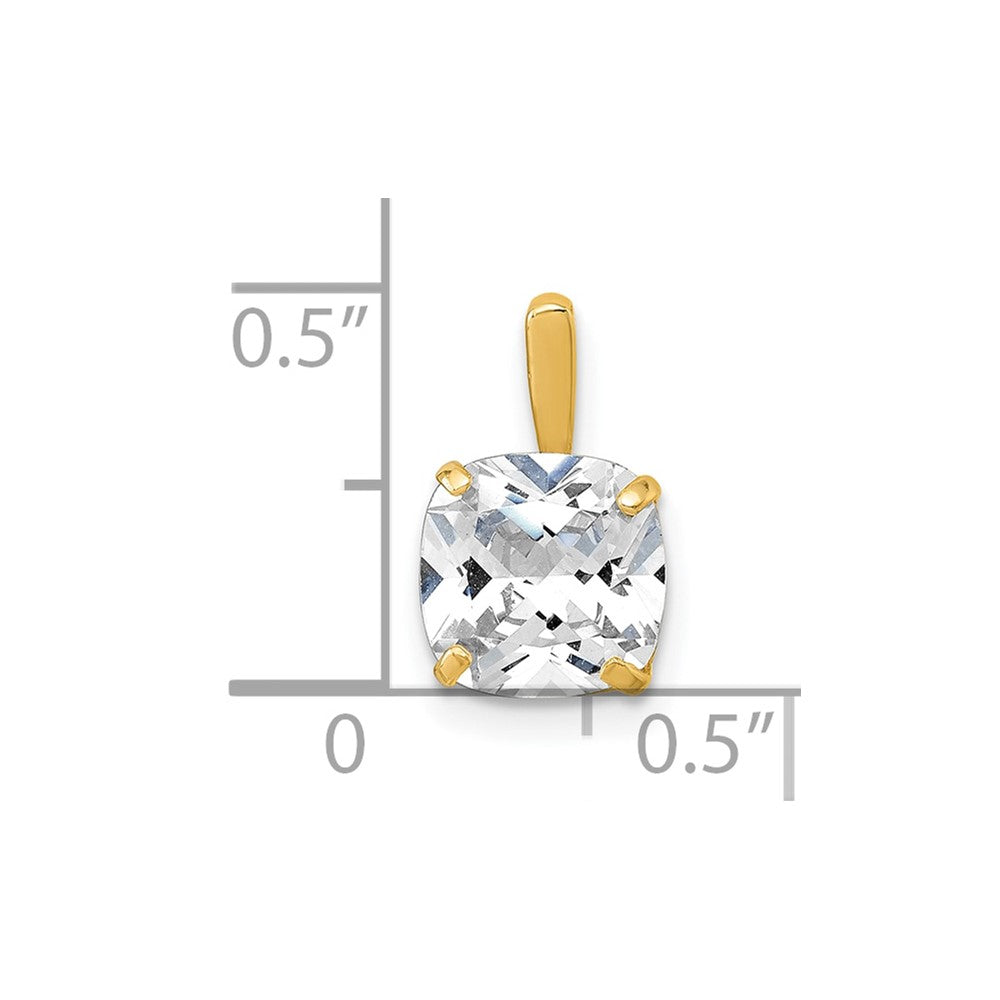 10k Polished 8.00mm Cushion-cut CZ Solitaire Pendant