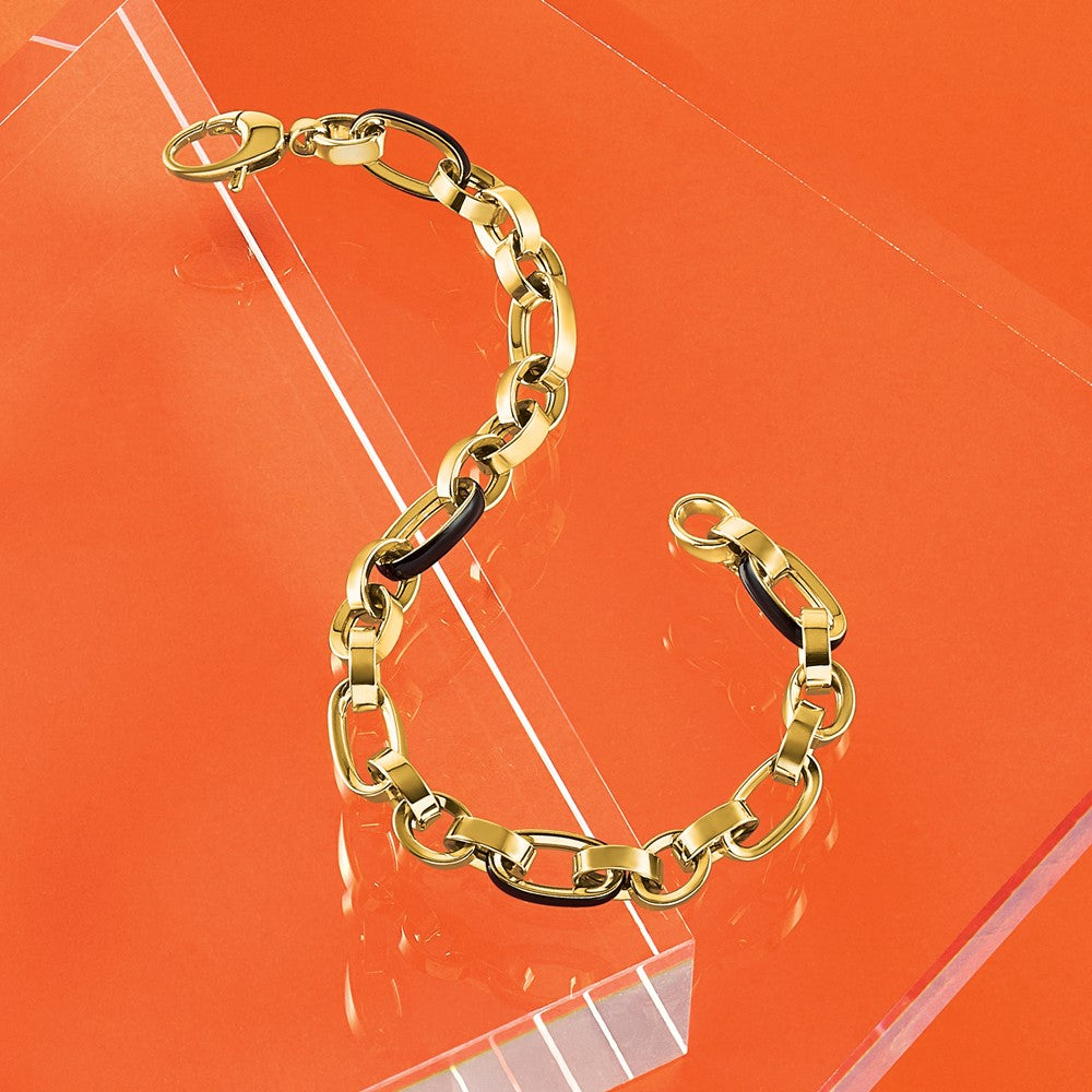 14K Polished with Enamel Link Bracelet 7 inches