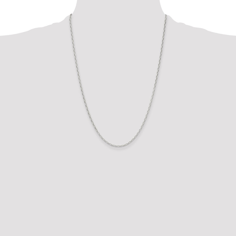 Sterling Silver Polished and D/C 2mm Mariner Link Chain