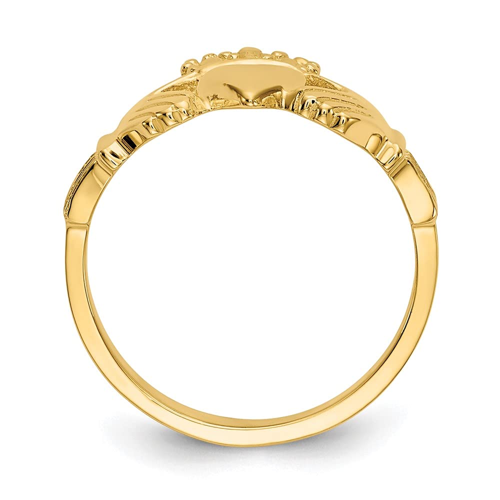 14k Polished Claddagh Ring Size 6