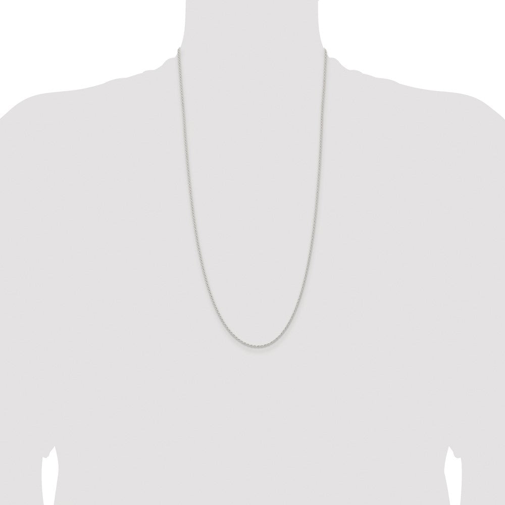 Sterling Silver Rhodium-plated 1.5mm Solid Rope Chain