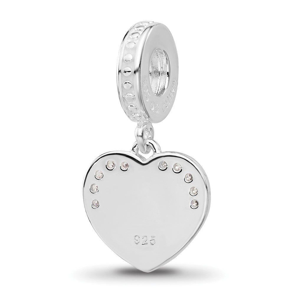 Sterling Silver Reflections Rh-plated Enameled & CZ 16 Dangle Bead