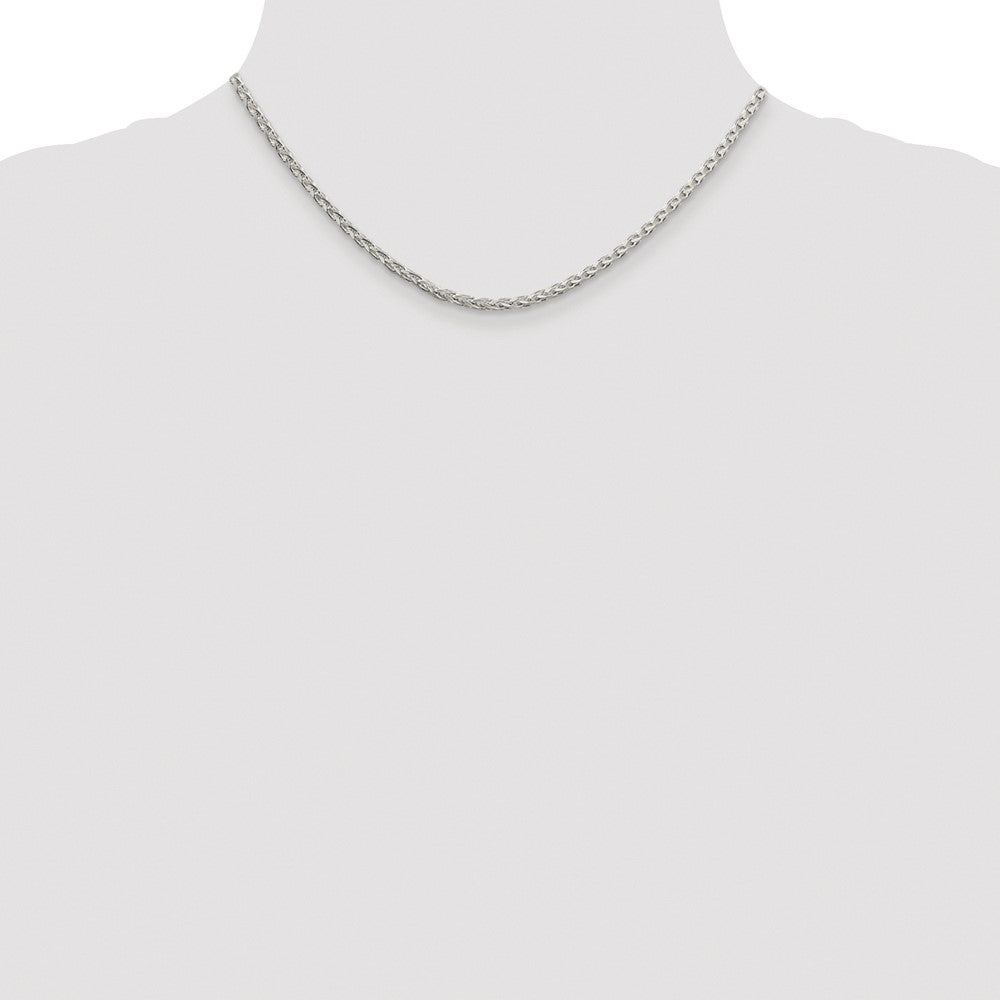 Sterling Silver Rhodium-plated 2.75mm Diamond-cut Spiga Chain