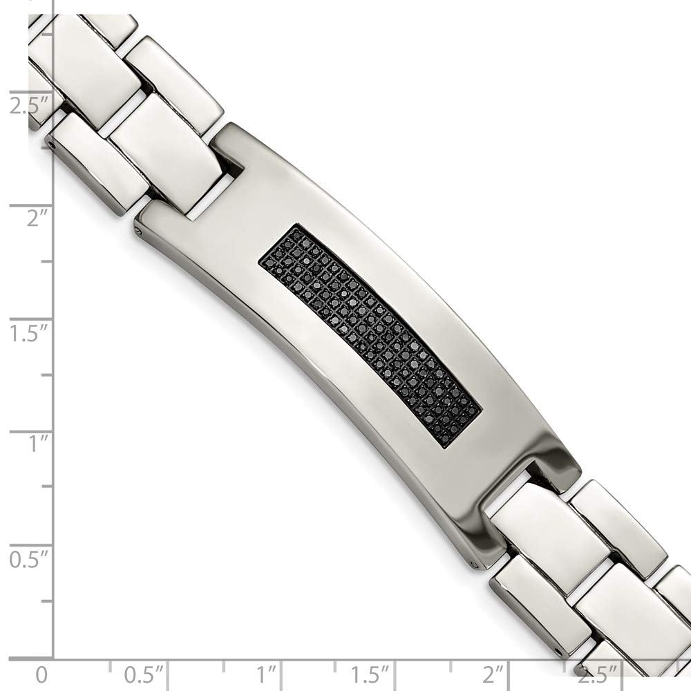 Stainless Steel Polished 1/2ct tw. Diamond 8.25in Bracelet 8.25 inches