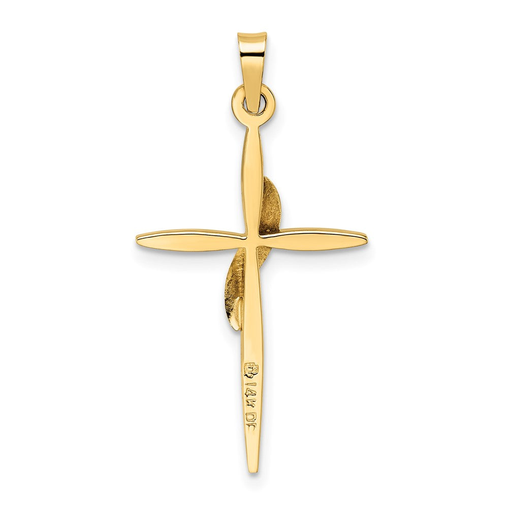 14k Two-tone Polished and Satin Solid Methodist Cross Pendant