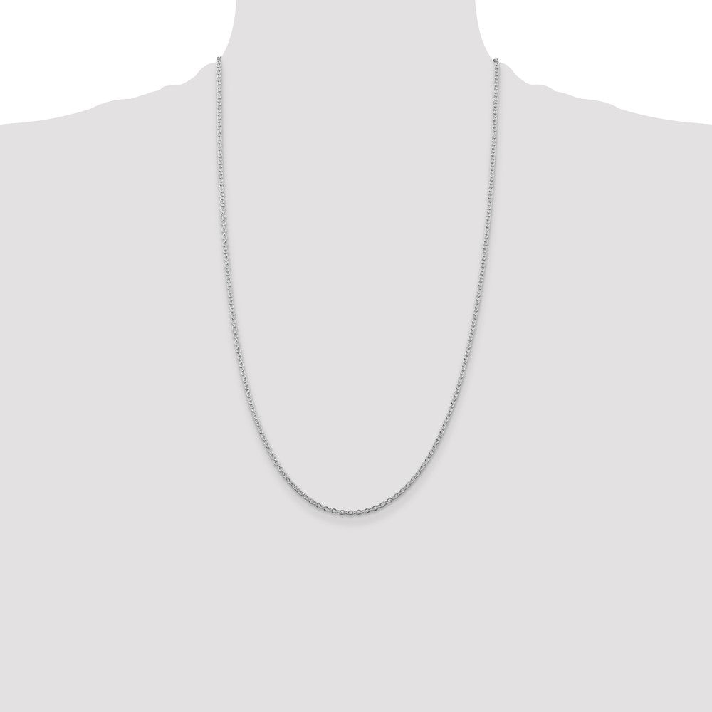Sterling Silver Rhodium-plated 2.25mm Cable Chain 26 Inches