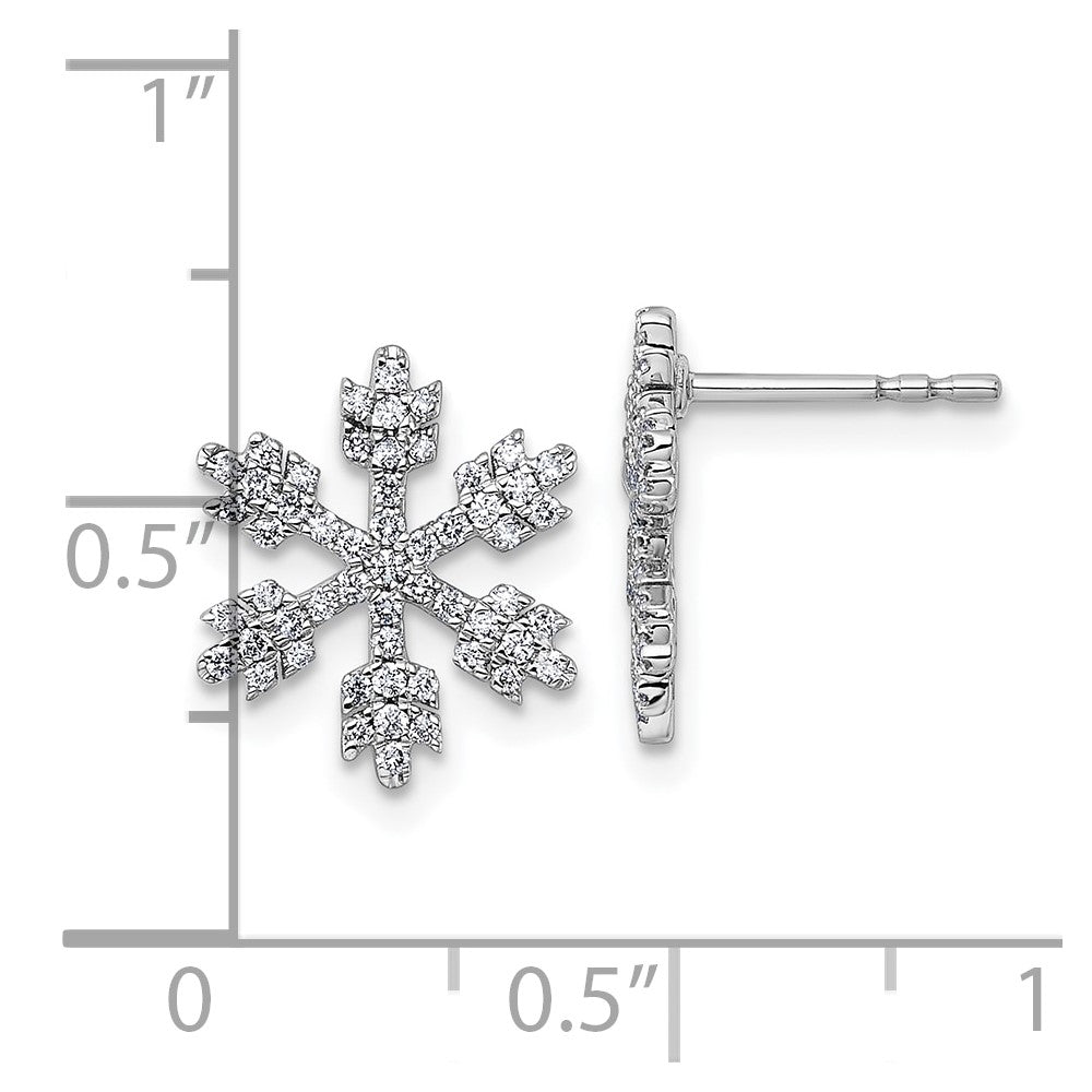 14K White Gold 1/2 Carat Diamond Snowflake Post Earrings
