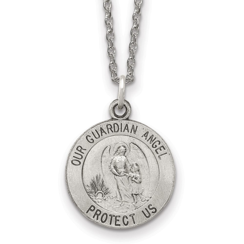 Sterling Silver Antiqued Guardian Angel Necklace