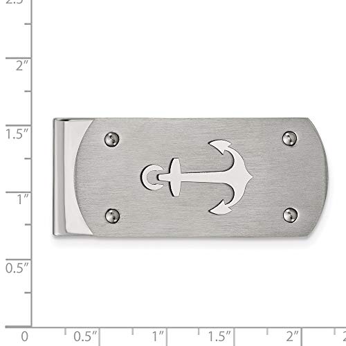 Stainless Steel Brushed and Polished Anchor Money Clip