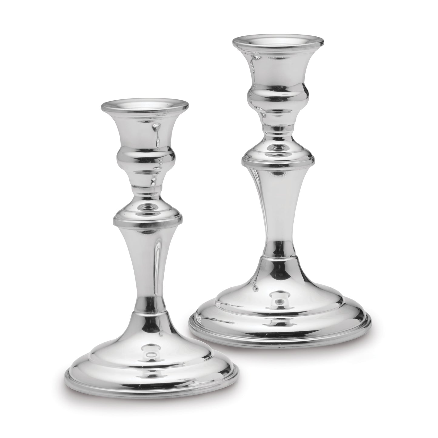 Empire Polished Pewter Pair Medium Candlesticks