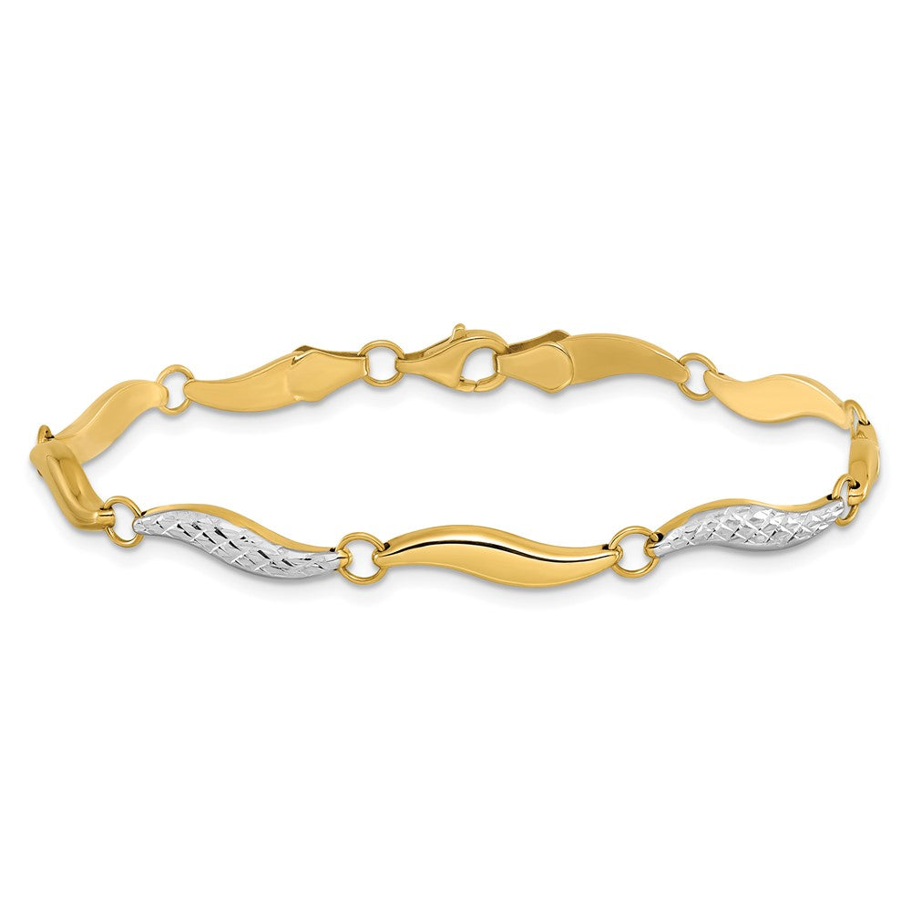 10K w/Rhodium D/C Bracelet 7 inches