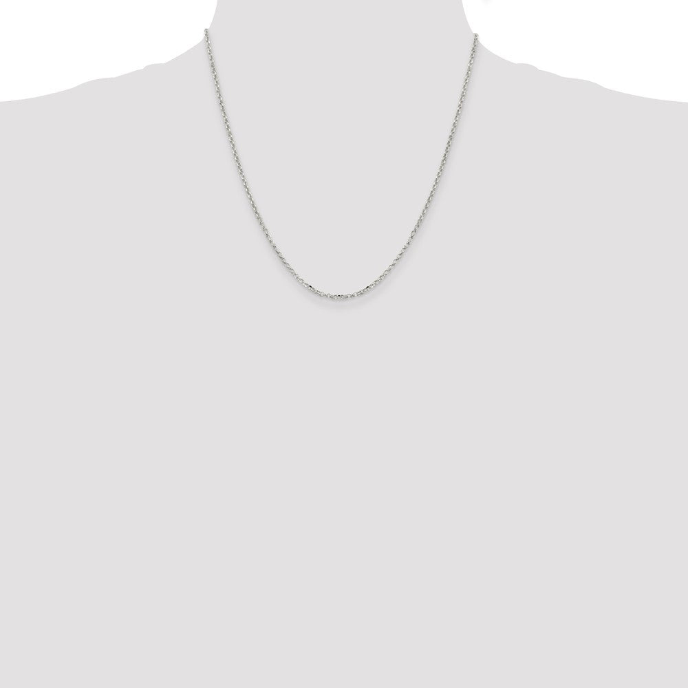 Sterling Silver 2.2mm Diamond-cut Cable Chain 20 Inches
