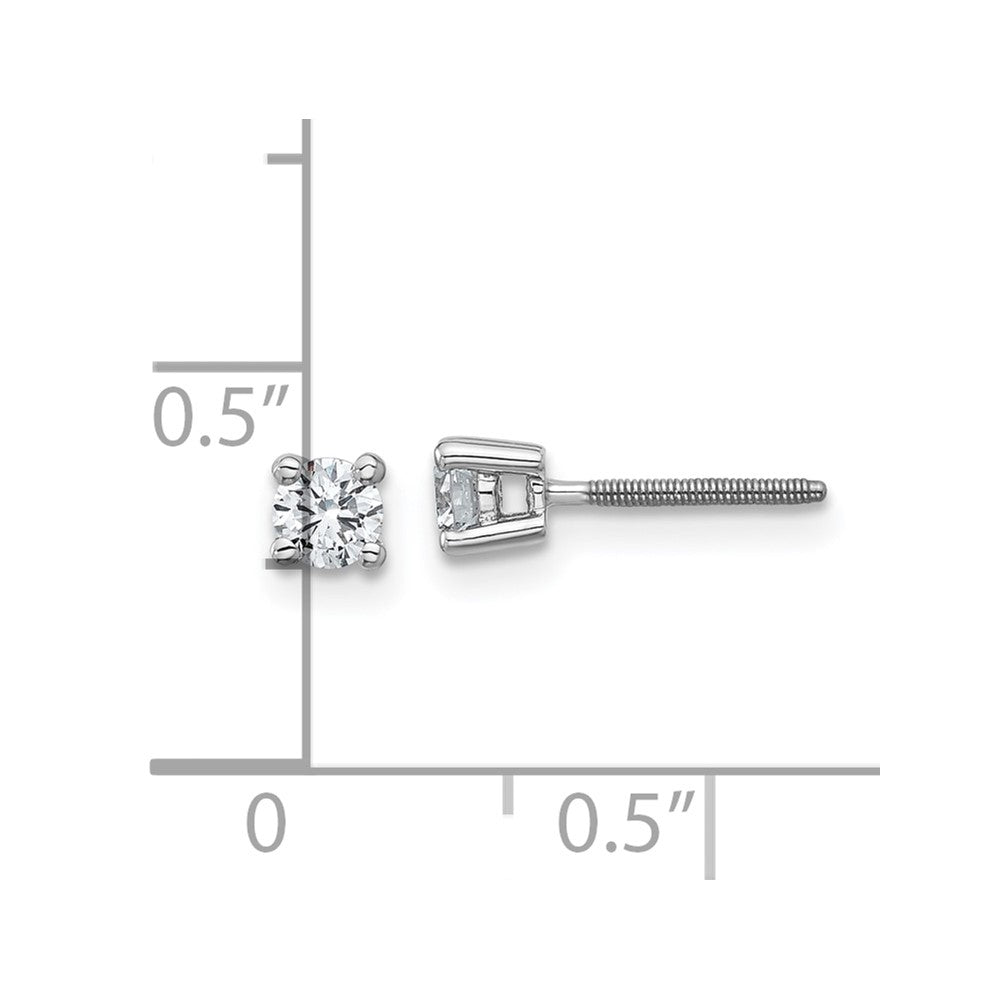 14k White Gold 1/3 ctw Lab Grown Diamond VS/SI+ G+ Round 4 Prong Heavy Wt. Screwback Stud Earrings